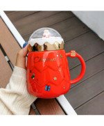 DUŻY KUBEK ŚWIĄTECZNY 450ML CERAMICZNY Z POKRYWKĄ MIKOŁAJ NA PREZENT ŚWIĘTA