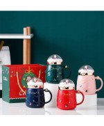 DUŻY KUBEK ŚWIĄTECZNY 450ML CERAMICZNY Z POKRYWKĄ MIKOŁAJ NA PREZENT ŚWIĘTA