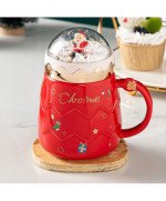 DUŻY KUBEK ŚWIĄTECZNY 450ML CERAMICZNY Z POKRYWKĄ MIKOŁAJ NA PREZENT ŚWIĘTA