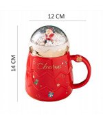 DUŻY KUBEK ŚWIĄTECZNY 450ML CERAMICZNY Z POKRYWKĄ MIKOŁAJ NA PREZENT ŚWIĘTA