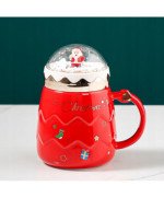 DUŻY KUBEK ŚWIĄTECZNY 450ML CERAMICZNY Z POKRYWKĄ MIKOŁAJ NA PREZENT ŚWIĘTA