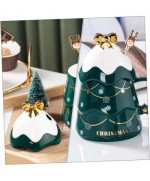 DUŻY KUBEK ŚWIĄTECZNY 500ML CERAMICZNY Z POKRYWKĄ CHOINKA NA PREZENT ŚWIĘTA