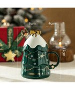 DUŻY KUBEK ŚWIĄTECZNY 500ML CERAMICZNY Z POKRYWKĄ CHOINKA NA PREZENT ŚWIĘTA