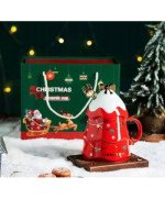 KUBEK ŚWIĄTECZNY 500ML CERAMICZNY Z ŁYŻECZKĄ & POKRYWKĄ CHOINKA NA PREZENT