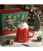 KUBEK ŚWIĄTECZNY 500ML CERAMICZNY Z ŁYŻECZKĄ & POKRYWKĄ CHOINKA NA PREZENT