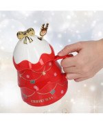 KUBEK ŚWIĄTECZNY 500ML CERAMICZNY Z ŁYŻECZKĄ & POKRYWKĄ CHOINKA NA PREZENT