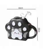 KUBEK CERAMICZNY 350ML ZE SŁOMKA KOT DO KAWY HERBATY DUŻY PORCELANOWY