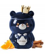 KUBEK CERAMICZNY 400ML Z ŁYŻECZKĄ + POKRYWKĄ MIŚ DO KAWY HERBATY DUŻY