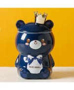 KUBEK CERAMICZNY 400ML Z ŁYŻECZKĄ + POKRYWKĄ MIŚ DO KAWY HERBATY DUŻY