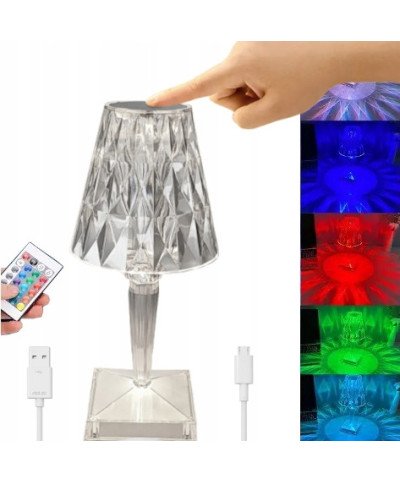 Kryształowa Lampka Lampa Róża LED wielokolorowa PILOT RGB Tiktok