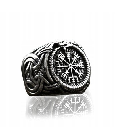 SREBRNY SYGNET NORDYCKI VIKING PIERŚCIEŃ Vegvisir