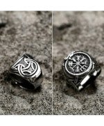 SREBRNY SYGNET NORDYCKI VIKING PIERŚCIEŃ Vegvisir